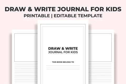 Draw &amp; Write Journal for Kids KDP Interior Stock Illustration
