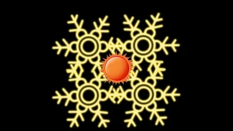 Draw yellow flower with several leaf and star in square design on black back 動画素材 312667161