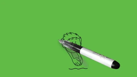 Draw young man jump from up to down wear suitable dress with black outline Video stock 237373239