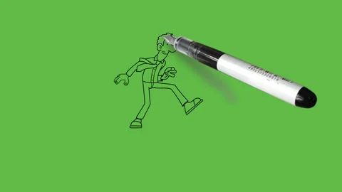 Draw young man jumping from one place to other place with black outline Видео 244795464