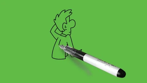 Draw young man with right hand open forward and keep left hand on forehead Видео 295193376