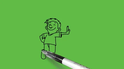 Draw young man stand with support of pillar written POTENTIAL, FULL, HALF, ZERO Video stock 244798054