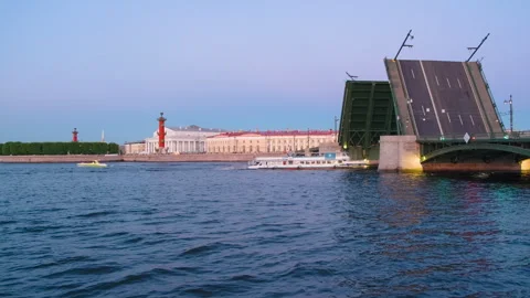 Drawbridge across the Neva River in Saint Petersburg Stock Footage 304295765