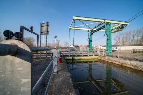 Drawbridge along the river Stock Photos