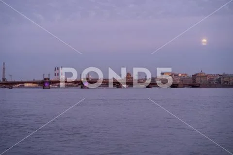 Drawbridge dawn boat Stock Photos