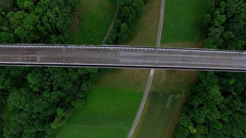 Drawbridge in the nature from above. Video stock 77627376