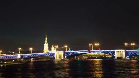 Drawbridge at night timelipse 스톡 동영상 75733722