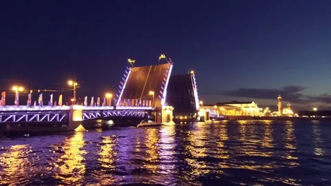 Drawbridge open night rotating timelapse Video stock 92216643