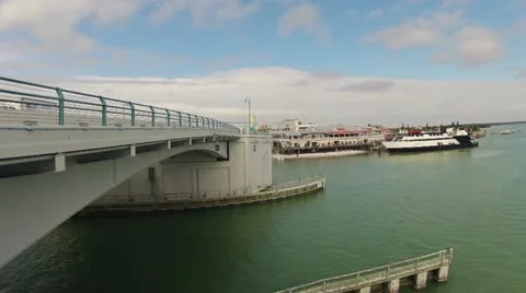 Drawbridge Open Time Lapse With Ship Close Stock Footage