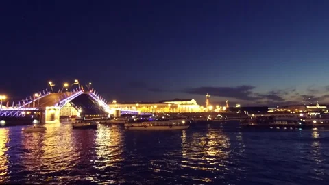 Drawbridge opening night with traffic jam timelapse Video stock 92211082