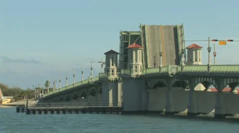 Drawbridge with Sail Boat passing under Stock Footage 21305430