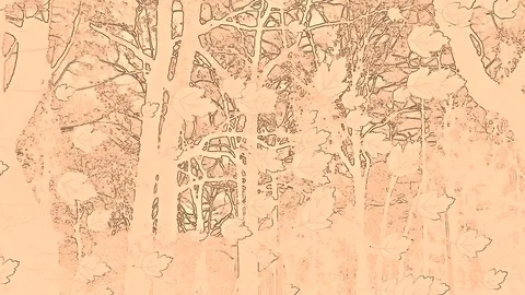 Drawed Falling Leaves In Abstract Artwork On Light Orange Tones Stock Footage 91300728