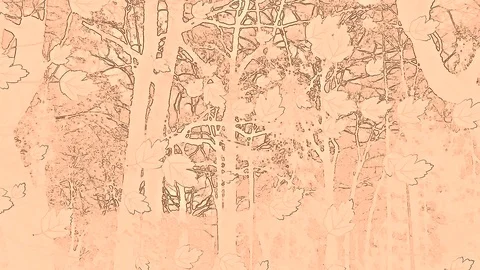 Drawed Falling Leaves In Abstract Artwork On Light Orange Colors Stock Footage 91300737