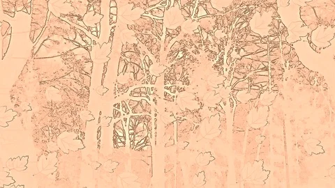 Drawed Falling Leaves In Abstract Artwork On Light Orange Picture Stock Footage 91300744