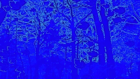 Drawed Leaves Fly Up In Abstract Artwork On Blue Lighting Stock Footage 91322509