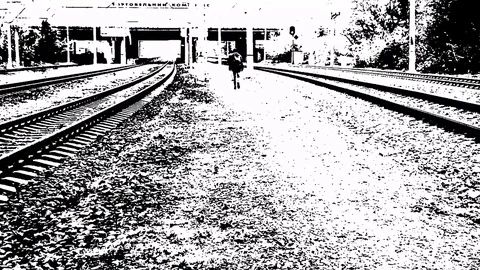 Drawed People Go Away To Station With The Front View Stock Footage 84951663