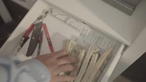 DRAWER WITH CASH Stock Footage 159573470