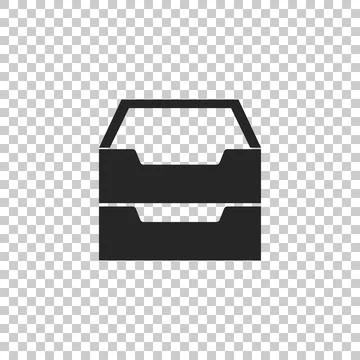 Drawer with documents icon isolated on transparent background. Archive papers 库存插图
