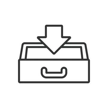 Drawer, input, cabinet, icon in line design. Drawer, input, cabinet, storage on Stock Illustration