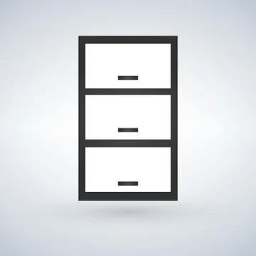 Drawer, nightstand or bedside table with handles front view. vector isolated  Stock Illustration