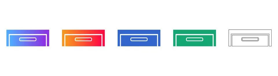 Drawer or Cabinet Handle Vector Icon Set Illustration