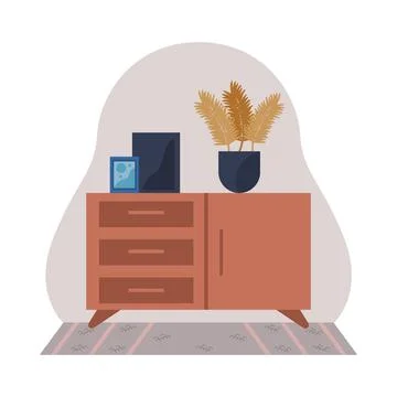 Drawer with picture frames イラスト素材