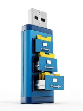 Drawers on usb storage device Illustrazione stock