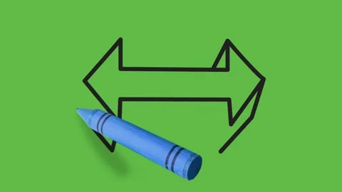 Drawing an 3d arrow on both side with blue color on green background Video stock 137695986