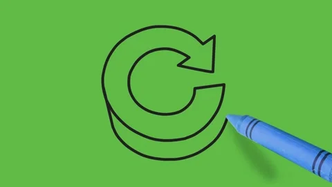 Drawing an 3d arrow in circle blue color on green background Видео 137696257