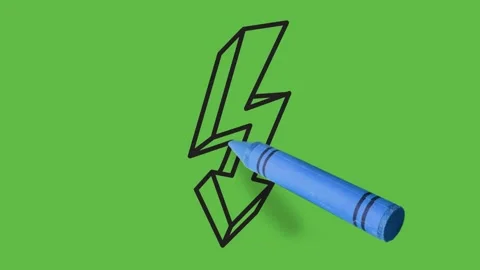 Drawing an 3d arrow at up to down in blue color on green background Vidéo 137695851
