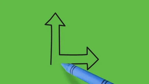 Drawing an 3d arrow on green background Видео 137696149