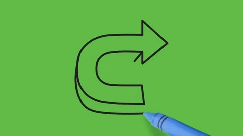 Drawing an 3d arrow at right side on green background Video stock 137695732