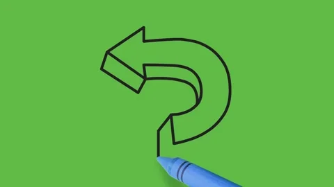 Drawing an 3d arrow in semi circle with arrow on left on green background 動画素材 137695910