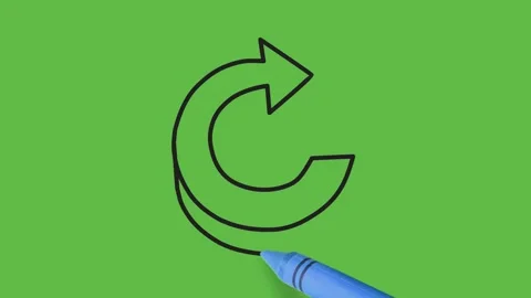 Drawing an 3d arrow with semi circle on green background Видео 137696203