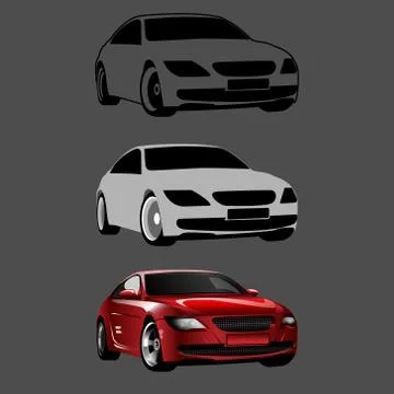 Drawing a 3D Car in Steps Vector Tutorial Stock Illustration