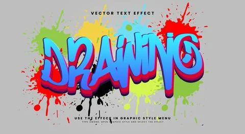 Drawing 3d editable text effect template Illustrazione stock