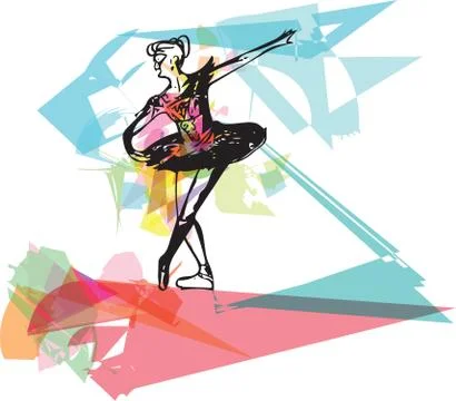 Drawing of Abstract ballerina dancing Illustrazione stock
