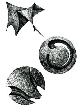 Drawing an abstract composition of geometric shapes. Monochrome color Stock Illustration
