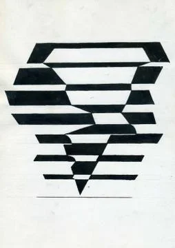 Drawing an abstract composition of geometric shapes. Monochrome color Stock Illustration