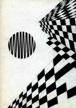 Drawing an abstract composition of geometric shapes. Monochrome color Stock Illustration