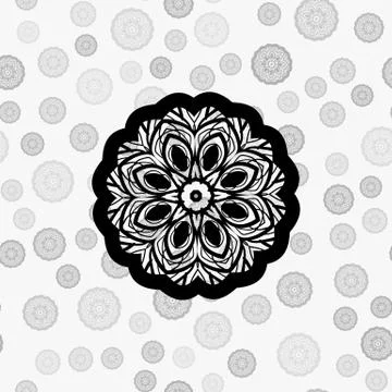 Drawing of a abstract vector round mandala. Circle pattern on white with Stock Illustration