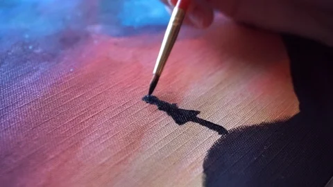 Drawing with acrylic paints Stock Footage 101235622