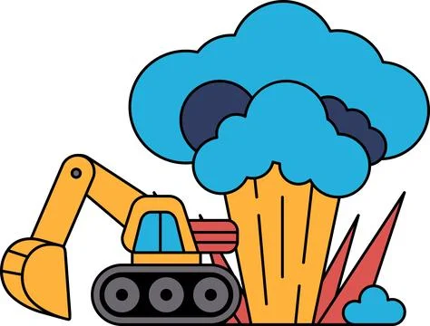 The drawing also features a large broccoli plant in the foreground Stock Illustration