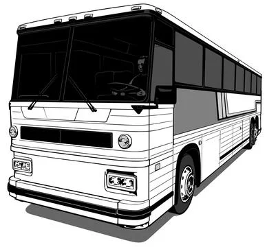 Drawing of an American Bus from the Front View Stock Illustration