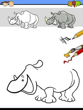 Drawing and coloring task Cartoon Illustration of Drawing and Coloring Edu... Stock Photos