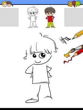 Drawing and coloring task Cartoon Illustration of Drawing and Coloring Edu... Stock Photos