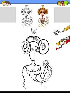 Drawing and coloring task Cartoon Illustration of Drawing and Coloring Edu... Stock Photos