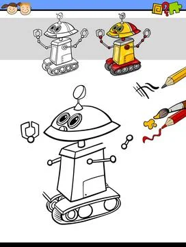 Drawing and coloring task for kids Cartoon Illustration of Finishing and C... Stock Photos