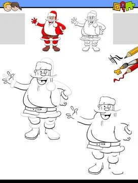 Drawing and coloring task with Santa Claus Cartoon Illustration of Drawing... Stock Photos