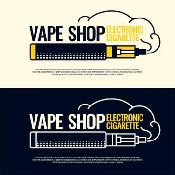 Drawing and poster of Electronic cigarette. Stock Illustration